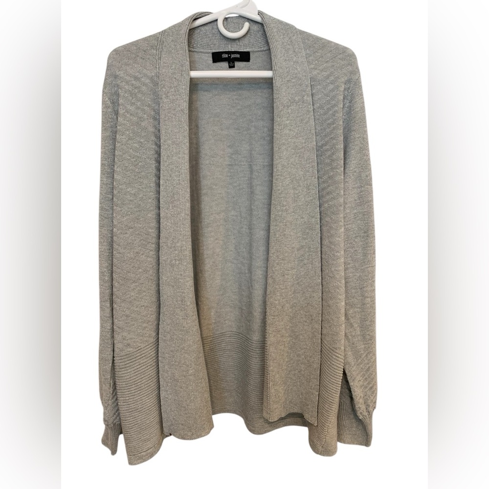 Chloe + jasmine Silver Open Front Cardigan size large